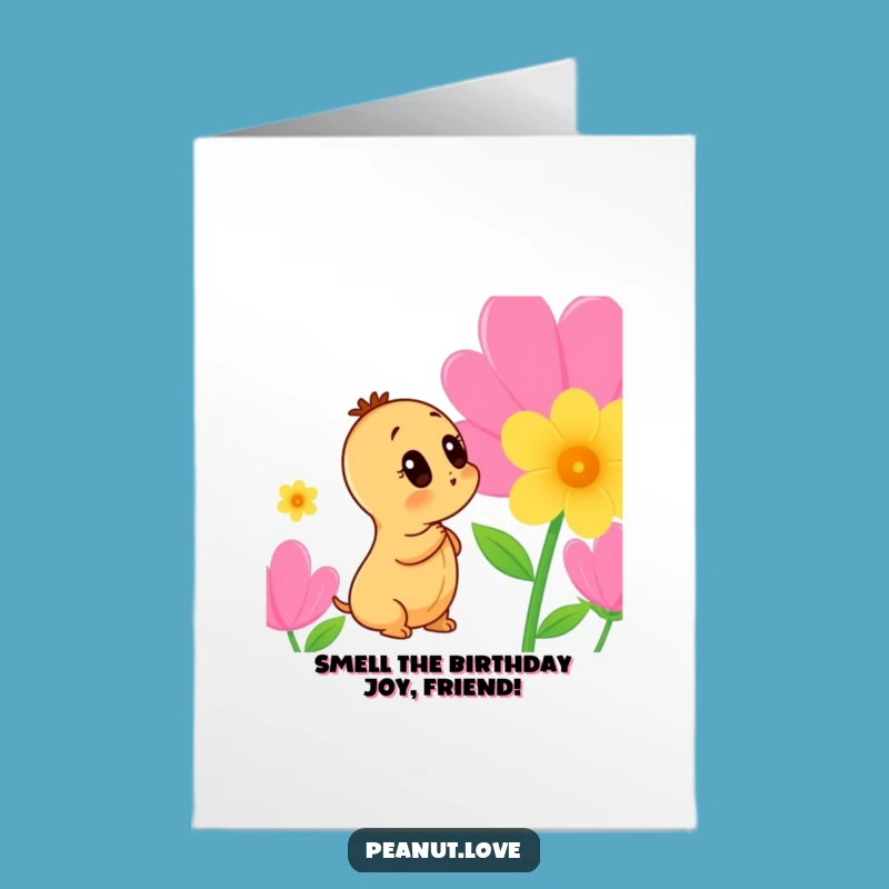 Free Printable Birthday Card: Curious Peanut Flower Funny Downloadable Gift