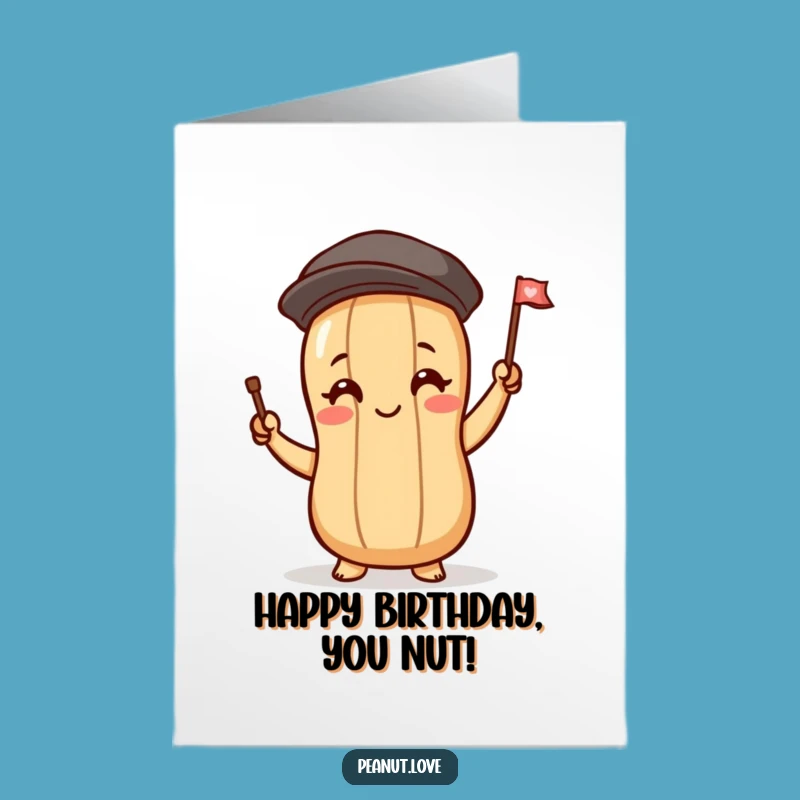 Sweet Free Printable Birthday Card: Waving Peanut, Downloadable Cheerful Gift