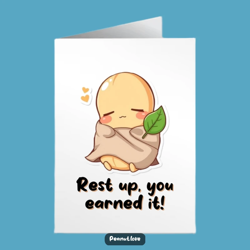 Free Printable Congrats Card: Sleepy Peanut Leaf Blanket Funny Downloadable Gift