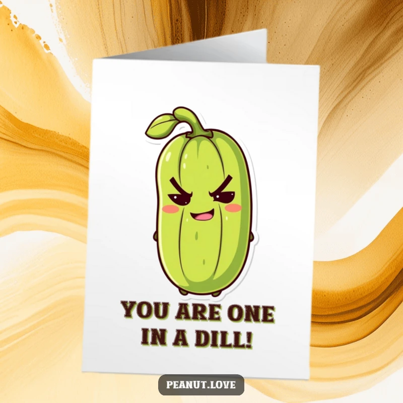 Funny Free Printable Congratulations Card: An anthropomorphic pickle with a sly grin winks playfully at the viewer.