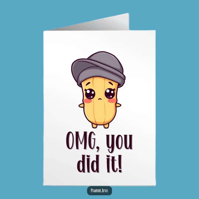 Free Printable Congrats Card: Surprised Kawaii Peanut for Shockingly Funny Celebration Gift