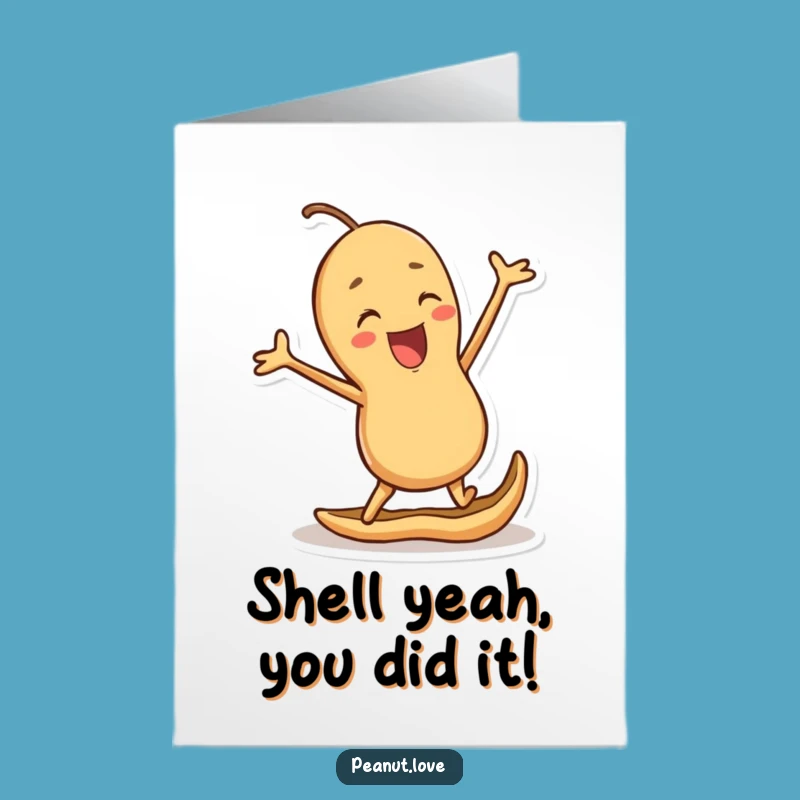 Free Printable Congrats Card: Excited Peanut Jump - Funny Downloadable Achievement Gift