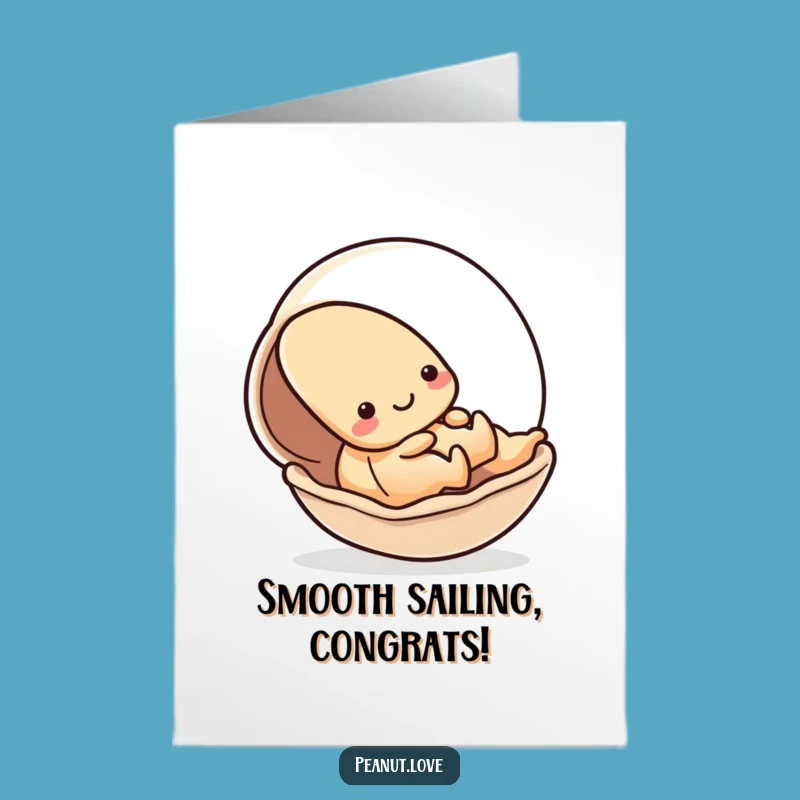 Free Printable Congrats Card: Kawaii Peanut Sliding, Smooth Downloadable Gift!
