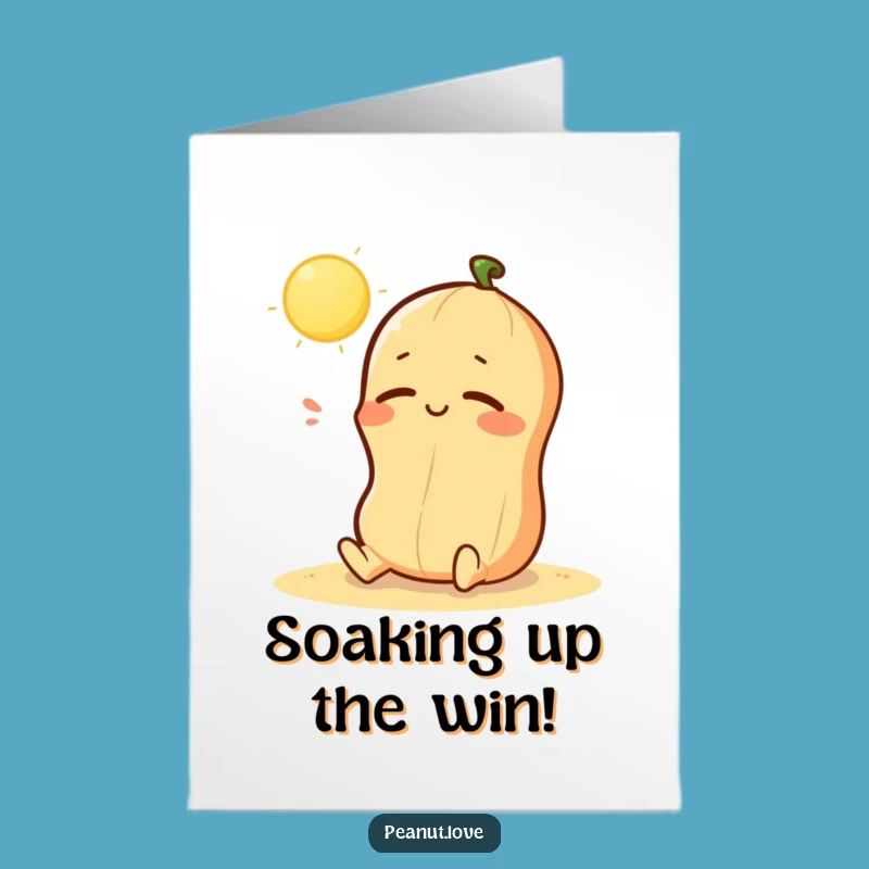 Free Printable Congrats Card: Kawaii Peanut Sunbathes, Relaxed Downloadable Gift!