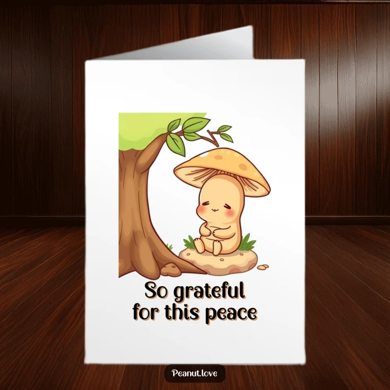 Funny Free Printable Thank You Card: Content peanut resting peacefully under a mushroom, a funny way to say thanks, great DIY gift.