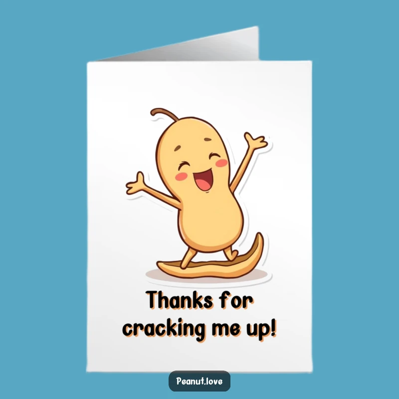 Free Printable Thank You Card: Happy Peanut Jumping - Funny Downloadable Appreciation Gift