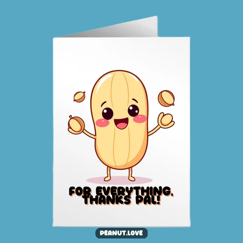 Free Printable Thank You Card: Juggling Peanut - Funny Kawaii Downloadable Appreciation Gift!