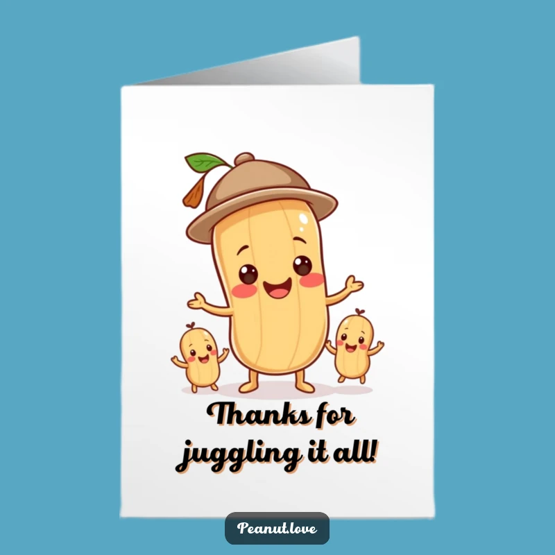 Free Printable Thank You Card: Juggling Peanut Grateful Downloadable Gift