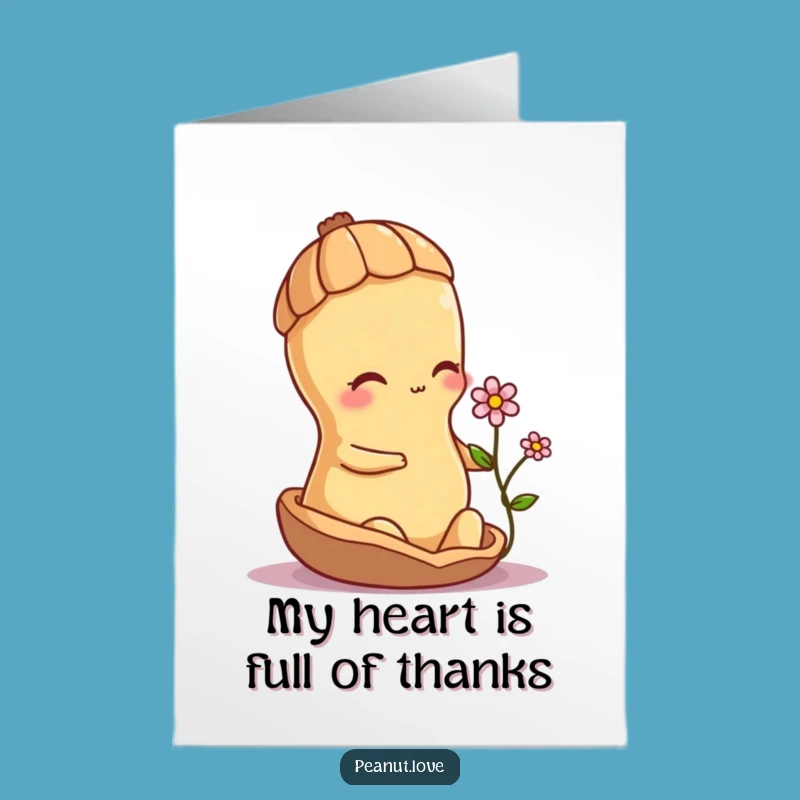 Free Printable Thank You Card: Shy Peanut & Flower, Heartfelt Download