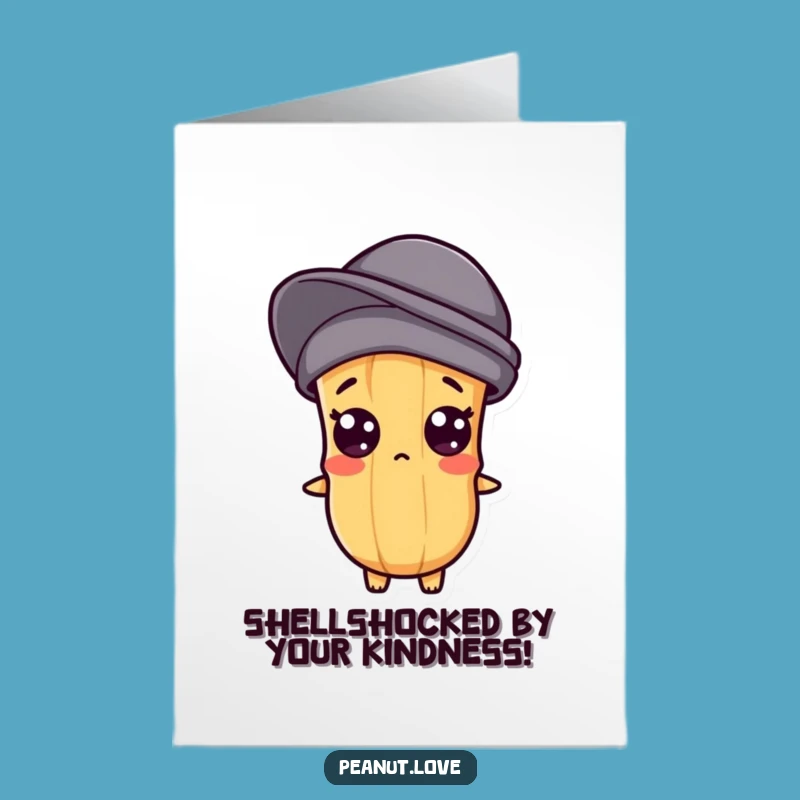 Free Printable Thank You Card: Surprised Kawaii Peanut for Adorably Funny Appreciation Gift