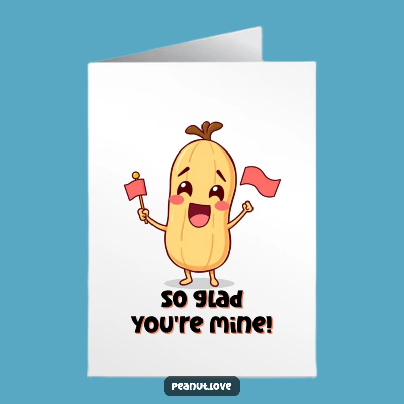 Free Printable Thank You Card: Excited Peanut Waving Flag Funny Downloadable Gift