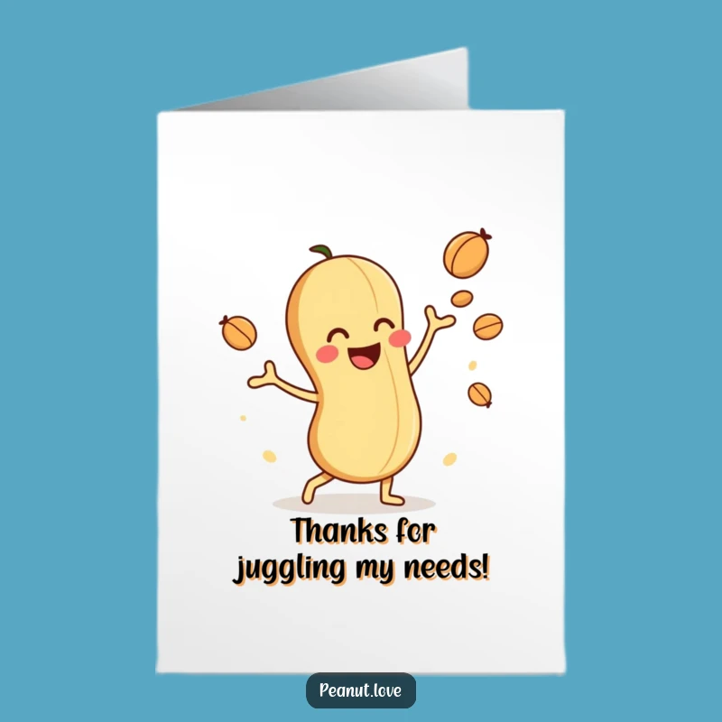 Free Printable Thank You Card: Peanut Juggler - Funny Downloadable Appreciation Gift