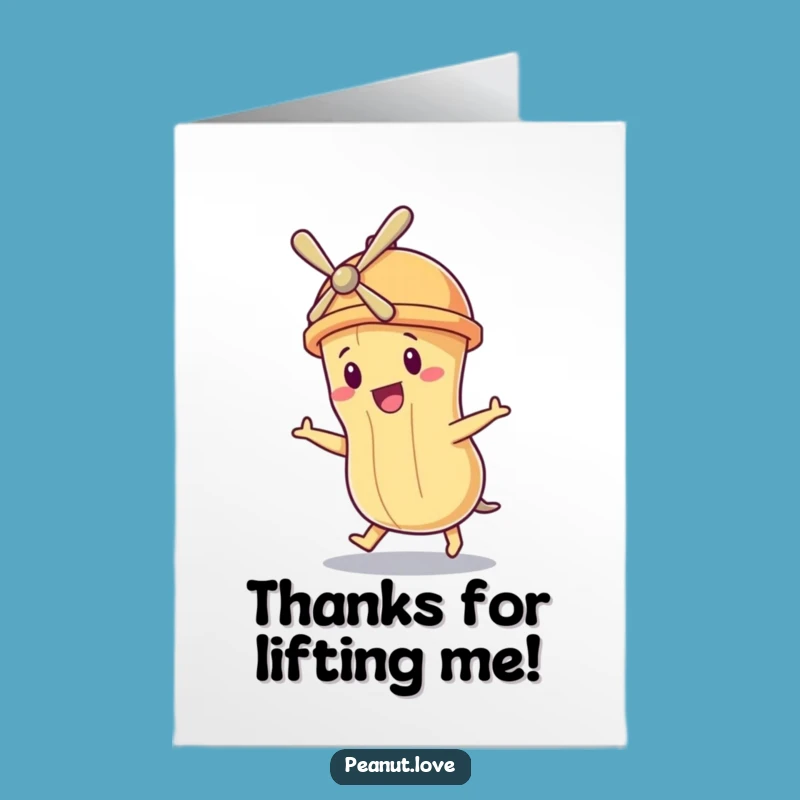 Free Printable Thank You Card: Propeller Peanut Flying for Grateful, Funny Appreciation Gift