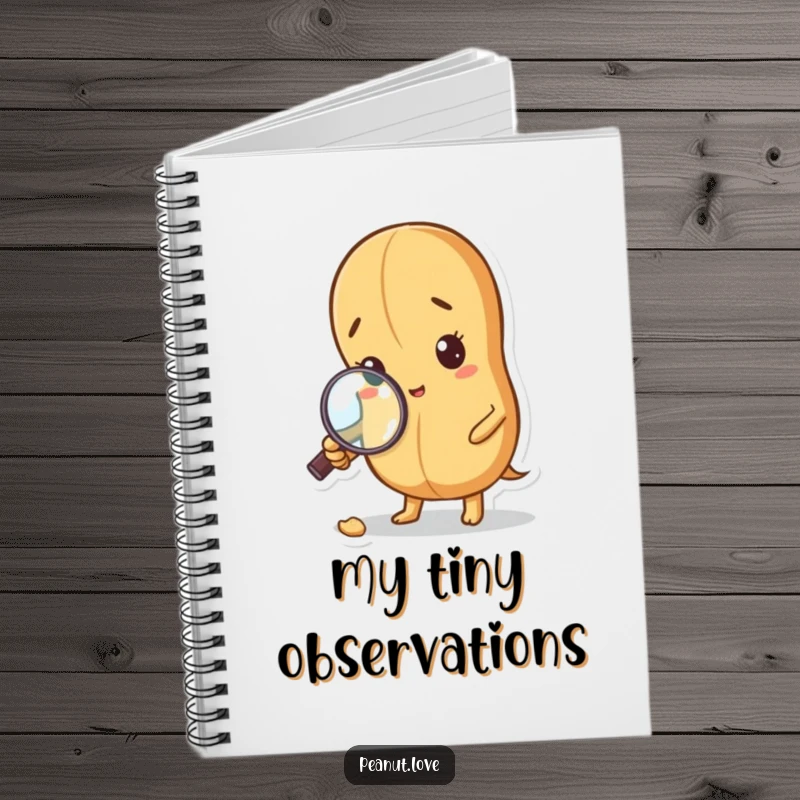 Funny Curious Peanut Notebook: A peanut with a magnifying glass inspects a crumb. Detective journal, clever funny gift.