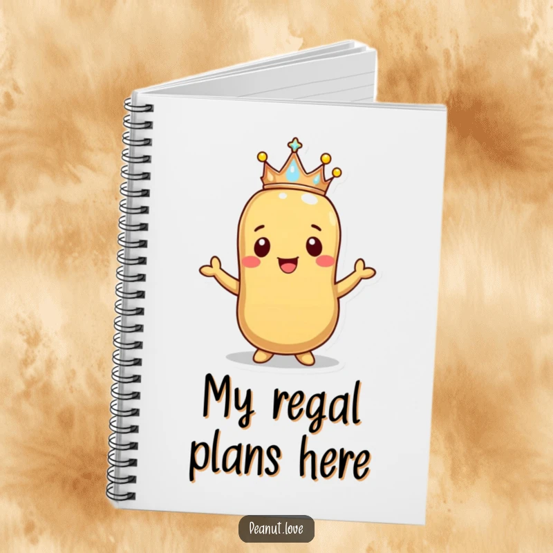 Funny Happy Peanut Crown Notebook: A smiling peanut offers a tiny sparkling crown. Journaling for royalty, funny gift.
