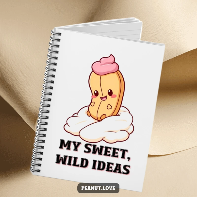 Funny Peanut Whipped Cream Notebook: A peanut gleefully rolls down whipped cream. Sweet journal, clever funny gift.