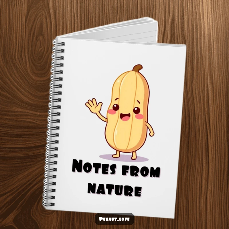 Funny Kind Greeting Notebook: A peanut character waving hello and offering a leaf, perfect for writing funny, friendly, and kind notes.