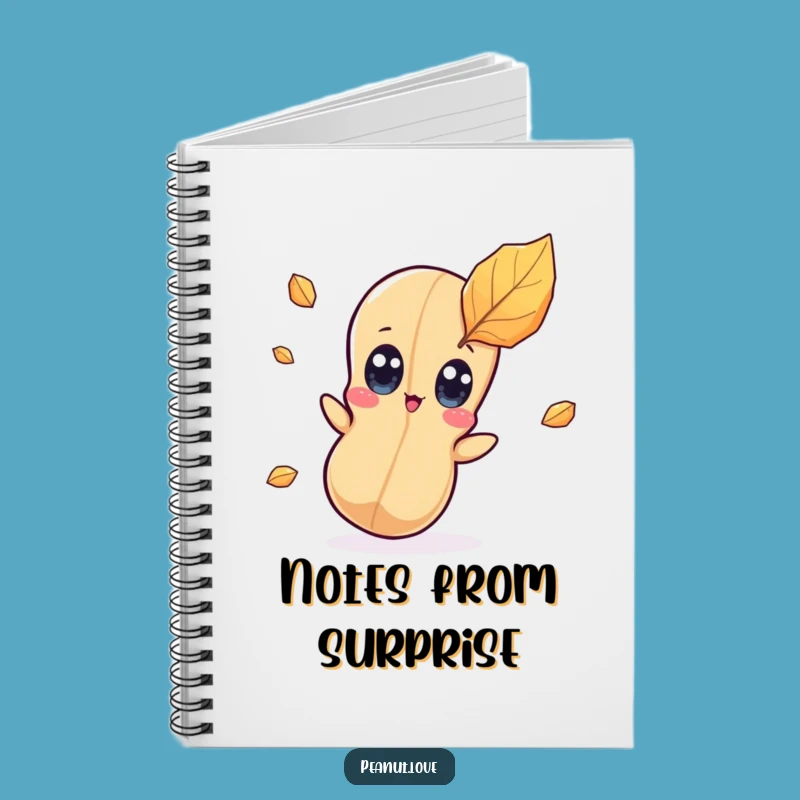 Funny Surprised Peanut Notebook - Kawaii Character Autumn Surprise Journal