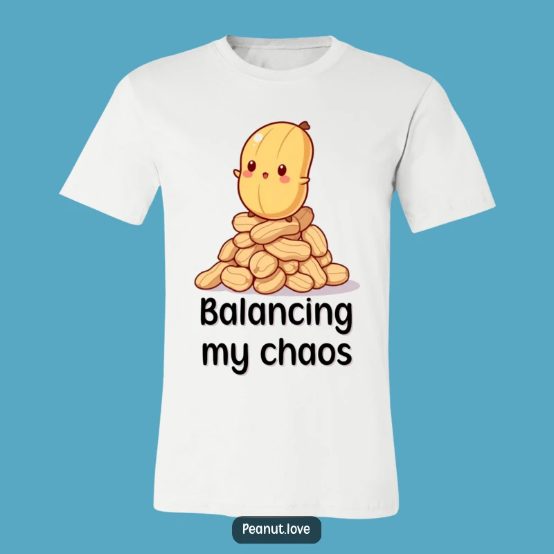 Wear your uncertainty with pride (and humor!) with this t-shirt featuring a peanut struggling to maintain balance.
