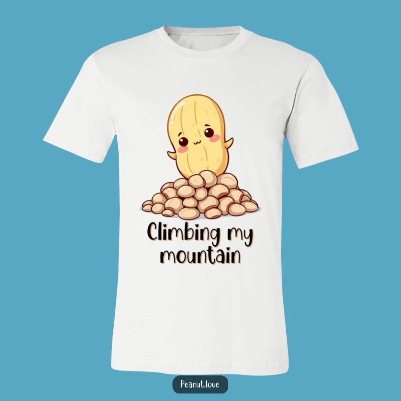 Funny Determined Peanut Climbing Tee - Conquer Your Goals Hilariously