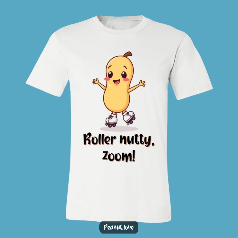 Funny Smiling Peanut Roller Skate T-Shirt, Spinning Fun Design