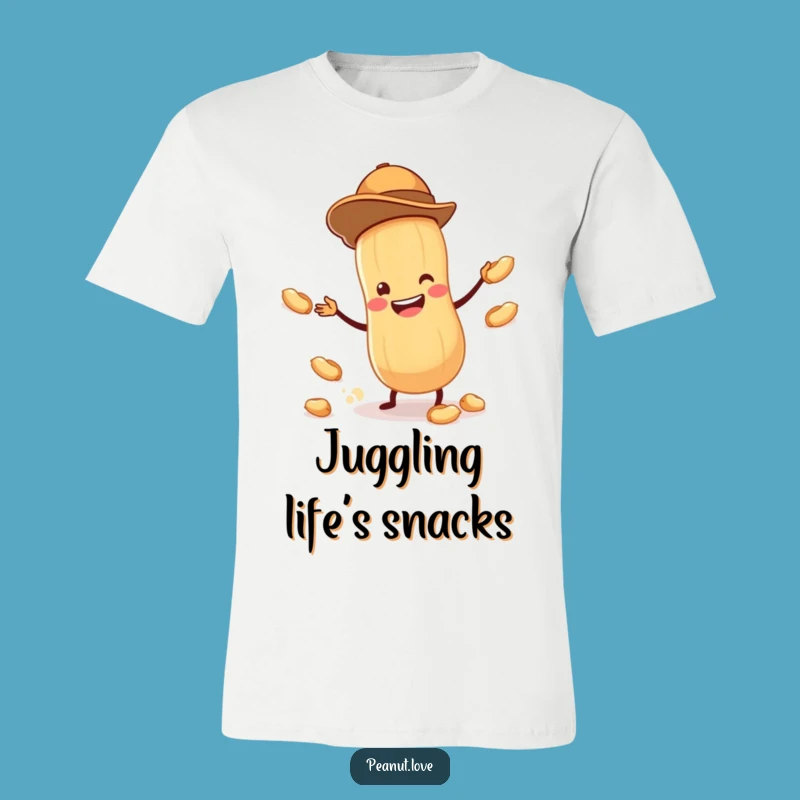 Funny Peanut Juggler T-Shirt: Tiny Peanut with Hat, Hilarious Apparel, Great Funny Gift