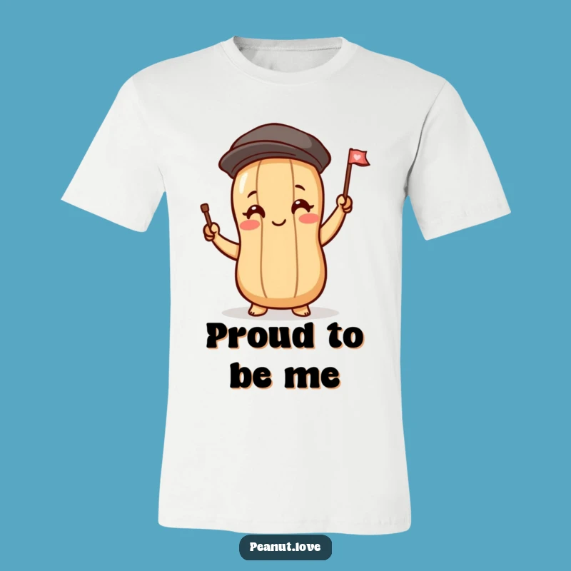 Funny Cheerful Peanut T-Shirt, Blushing Flag Waver Apparel, Joyful Humorous Gift Tee