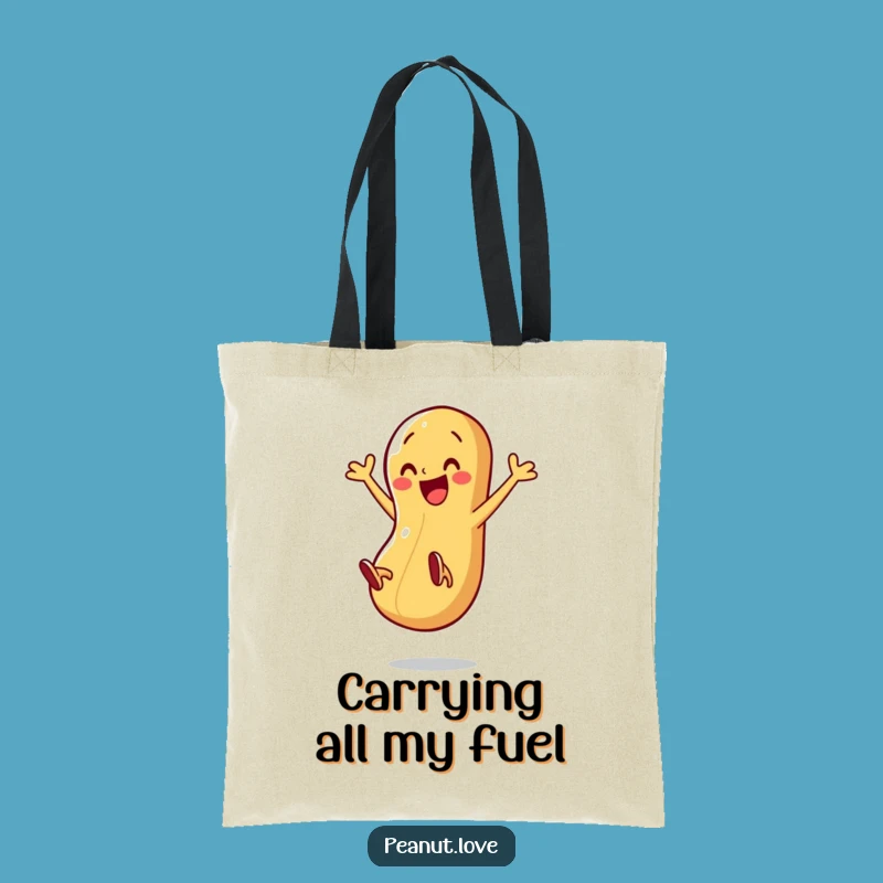 Funny Peanut Go-Getter Tote Bag: Energetic Character Carry-All Gift