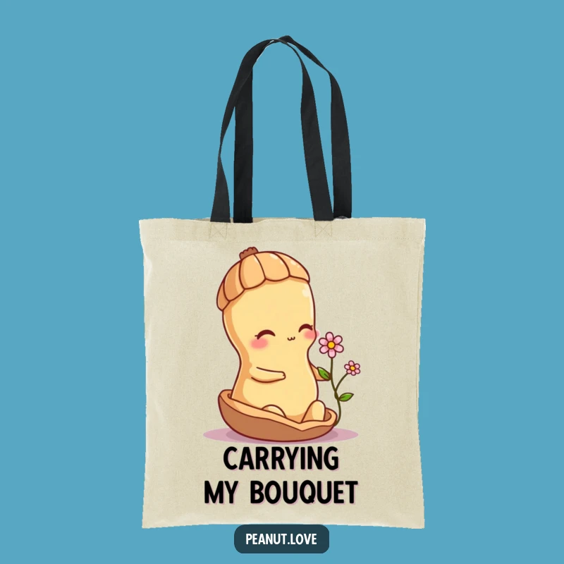 Funny Shy Peanut Flower Tote Bag - Carry Sweetness Everywhere