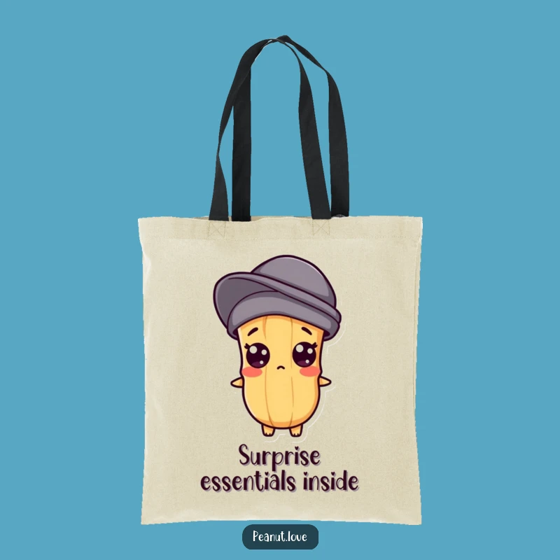 Funny Kawaii Peanut Carry-All Tote: Surprised Character Bag Gift