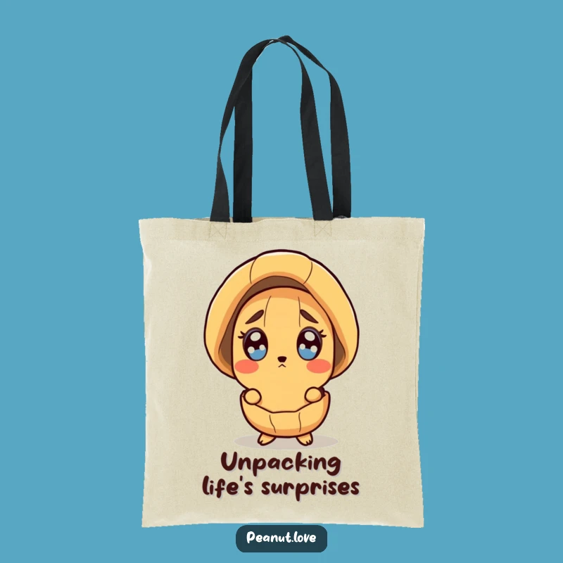 Funny Surprised Peanut Tote Bag - Wide-Eyed Accessory, Perfect Gift for Shoppers